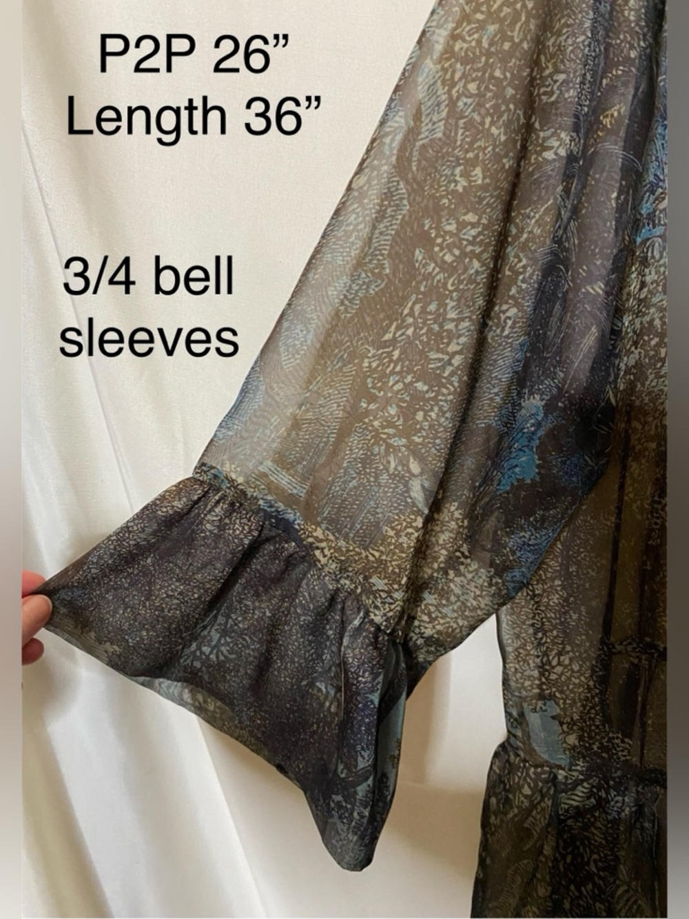 New Selection by Ulla Popken Sheer Tunic Blouse/ Shirt Dress w/ a Forest Design - Picture 10 of 10